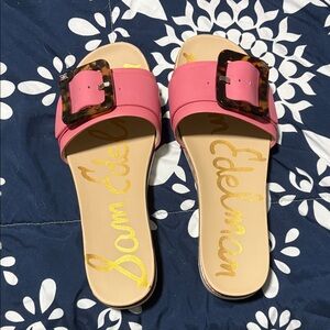 Sam Edelman Pink Slide Sandals with Tortoise Buckle